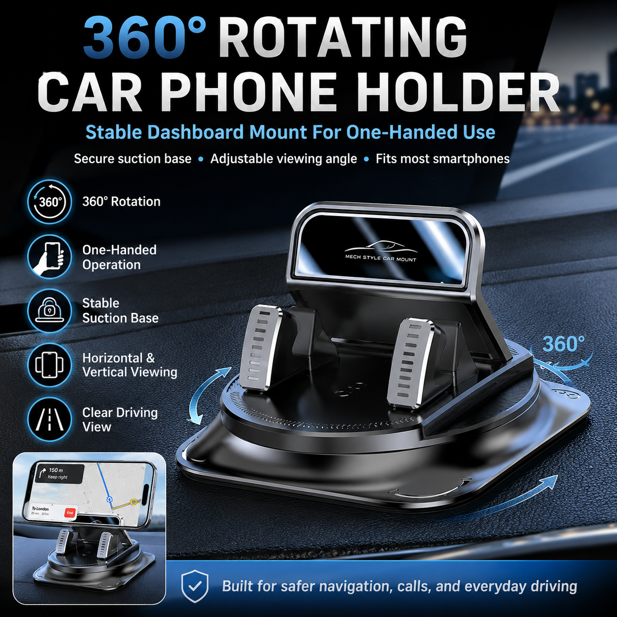🚗 Car phone holder 360 degree rotation