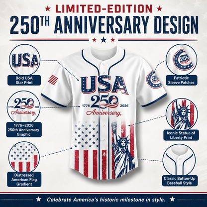 🔥Limited Time 49% Off✨USA 250th Anniversary Baseball Jersey – 1776-2026 Independence Day