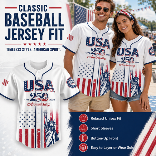 🔥Limited Time 49% Off✨USA 250th Anniversary Baseball Jersey – 1776-2026 Independence Day