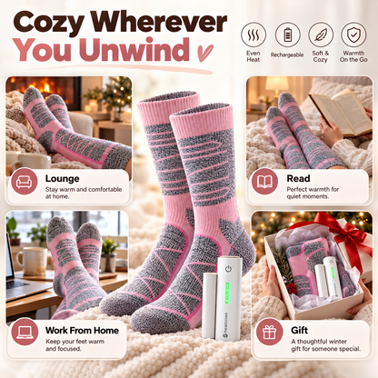 🔥 50% OFF Rechargeable Heated Knee-High Socks – Cozy Warmth for Cold Winter Days ❄️