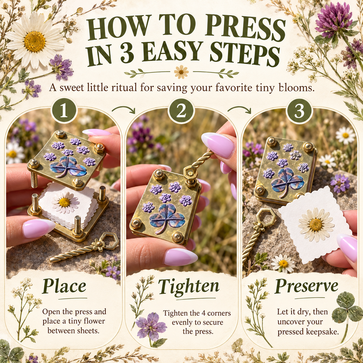 🌼 Mini Flower Press Keepsake for Tiny Blooms & Petals