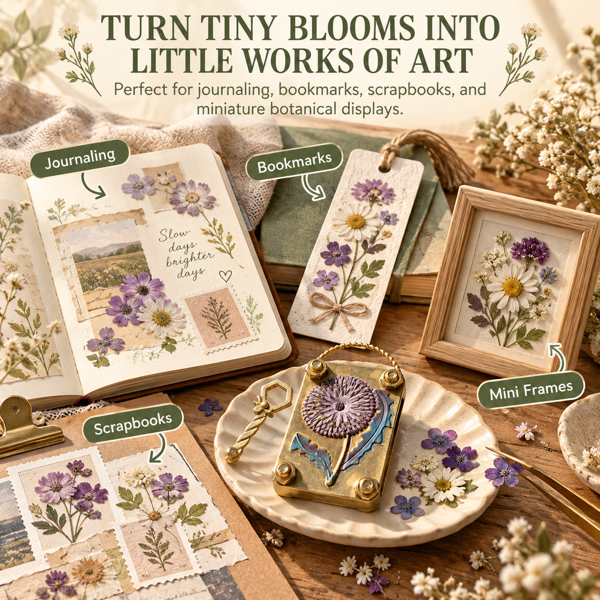 🌼 Mini Flower Press Keepsake for Tiny Blooms & Petals