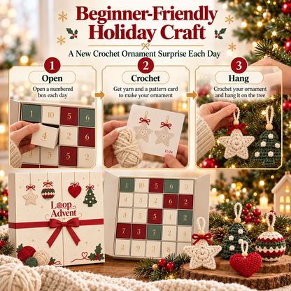 🎄 24-Day Crochet Christmas Advent Calendar – 24 Surprise DIY Ornament Kits to Make & Hang 🧶