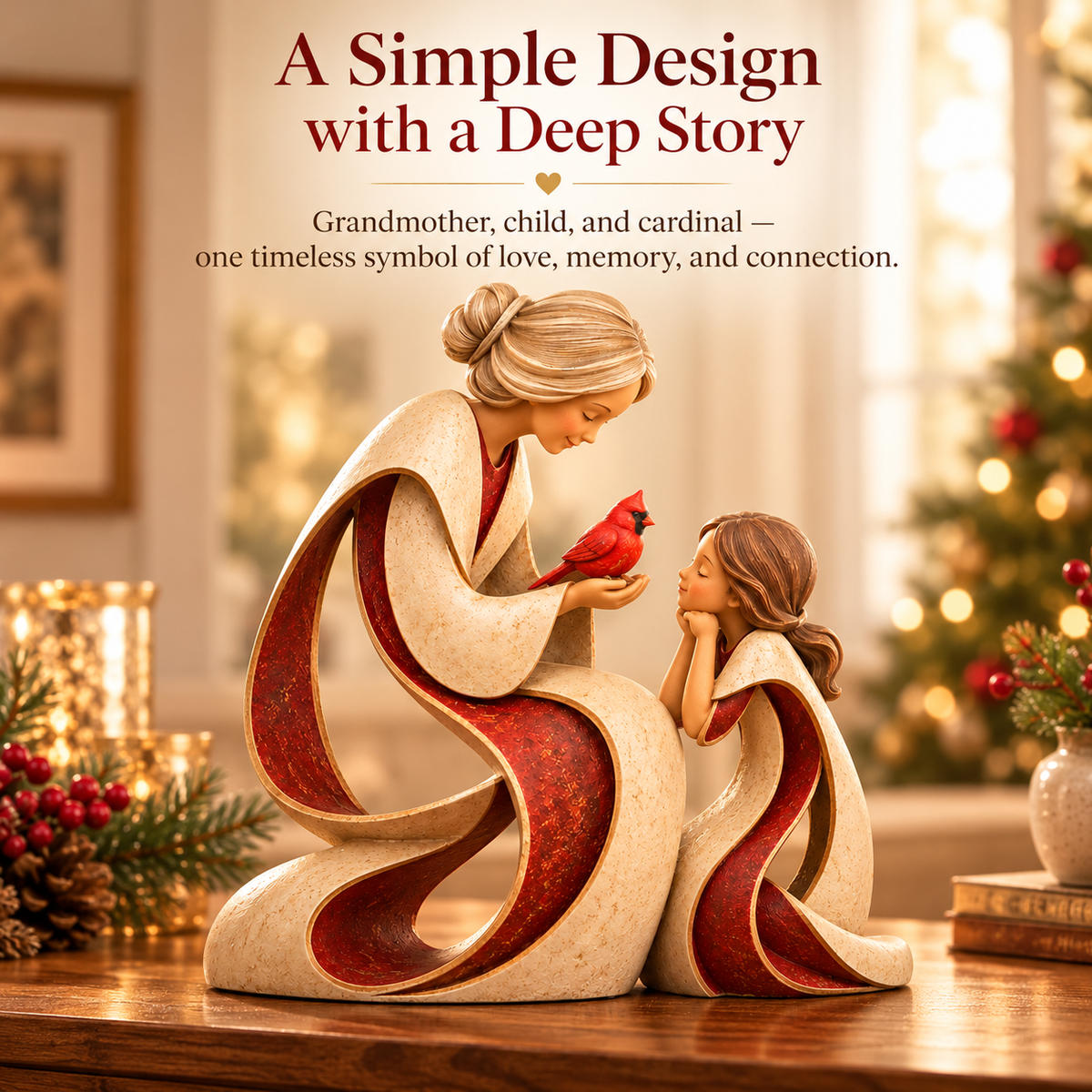 🔥 LAST DAY 50% OFF 🔥Love Passed Down™ – Grandmother & Granddaughter Cardinal Keepsake Sculpture