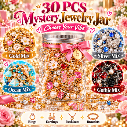 30-Piece Mystery Jewelry Jar – Surprise Rings, Earrings, Necklaces & Bracelets | 4 Style Themes