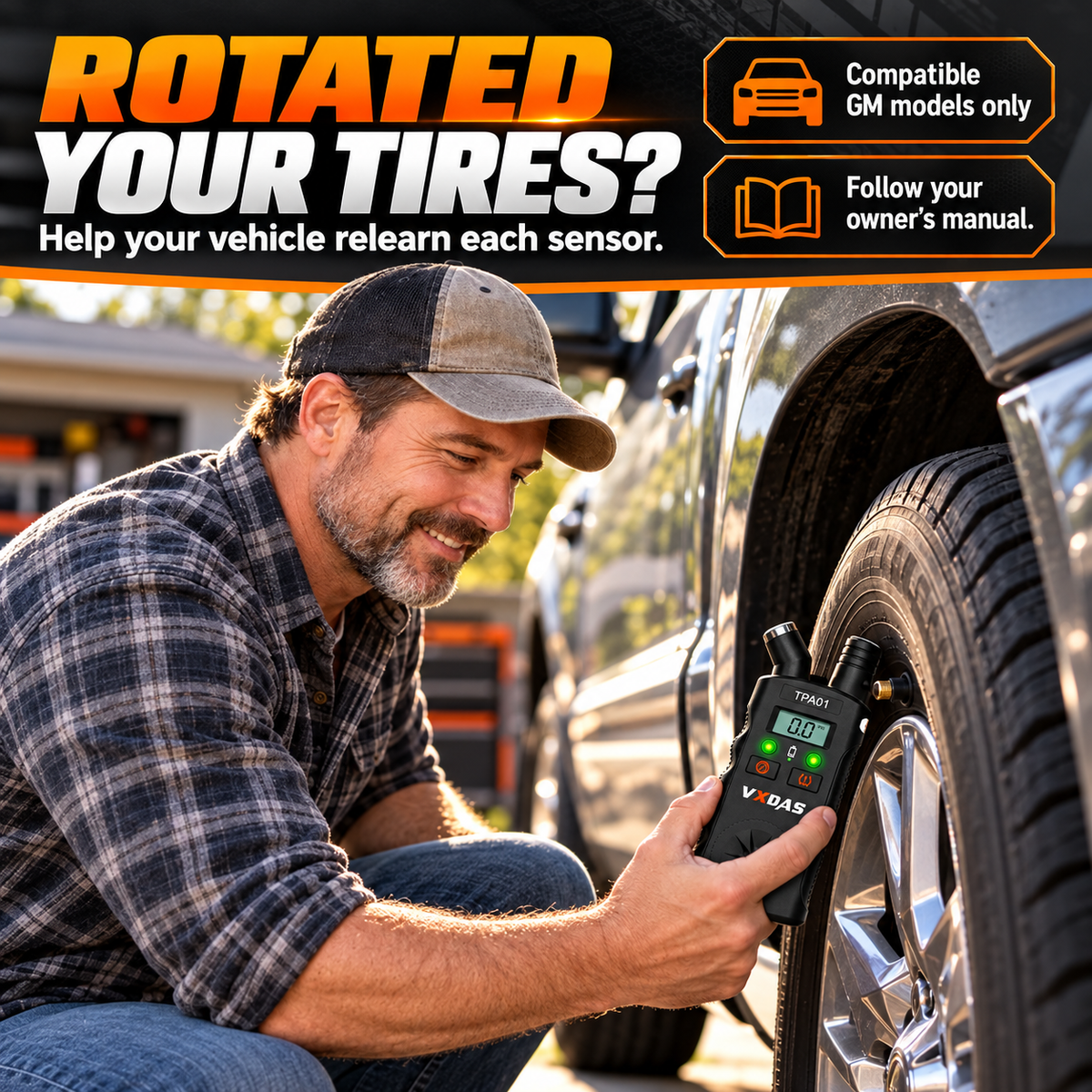 🔧2-in-1 TPMS Relearn Tool with Digital Tire Pressure Check