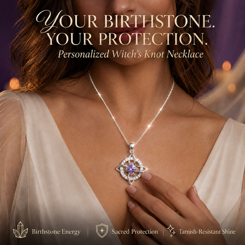 Mystical Birthstone Witches Knot Necklace – Natural Crystal🔮💞Protect Your Loved Ones