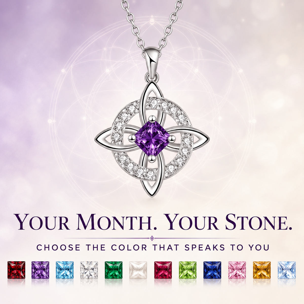 Mystical Birthstone Witches Knot Necklace – Natural Crystal🔮💞Protect Your Loved Ones