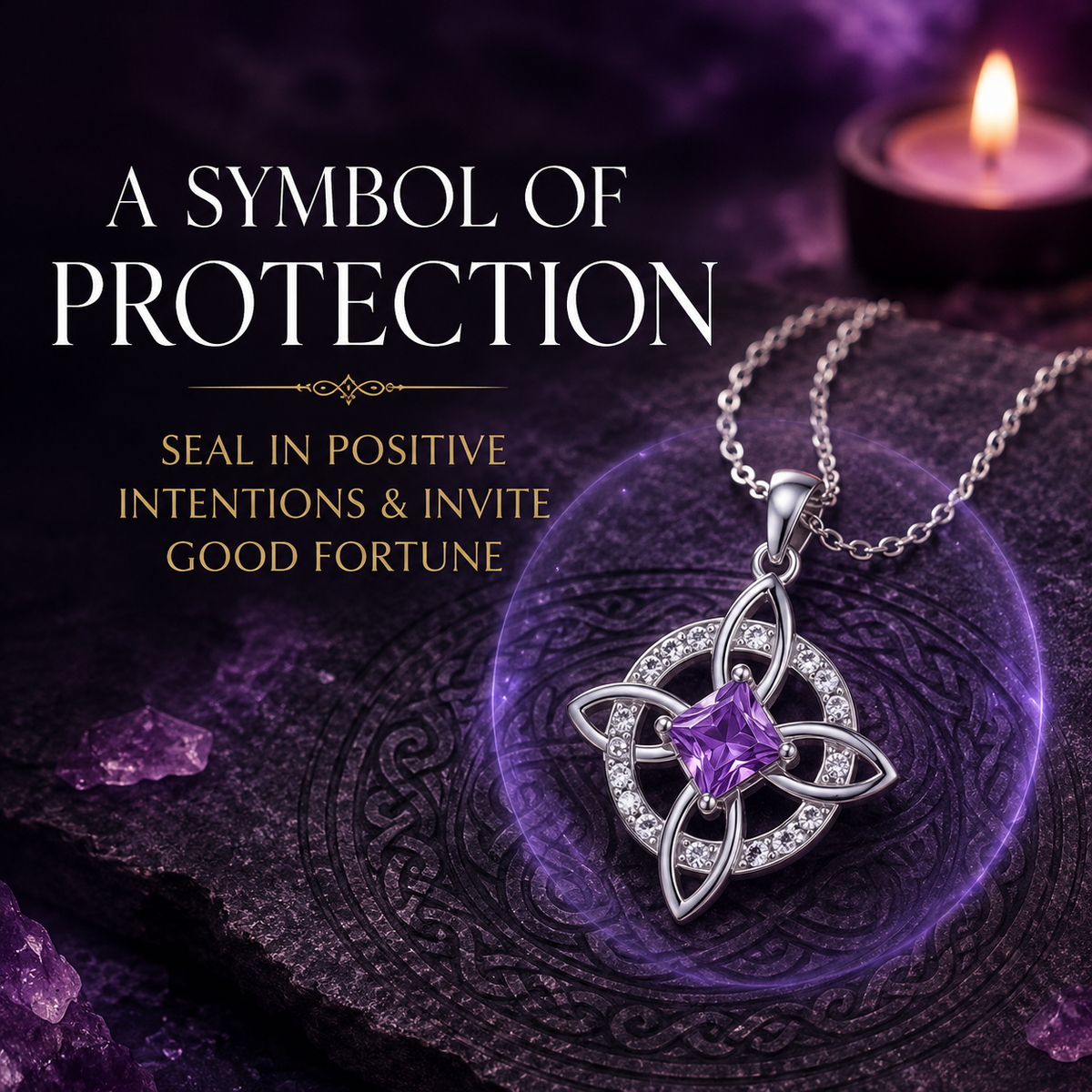 Mystical Birthstone Witches Knot Necklace – Natural Crystal🔮💞Protect Your Loved Ones
