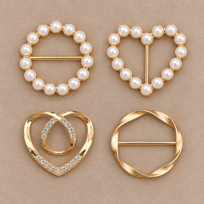 ✨ Fashion Accessory Deal – 4-Piece Metal Shirt Clips 💖 Stylish Round & Heart Clothing Clips for a Chic Secure Fit