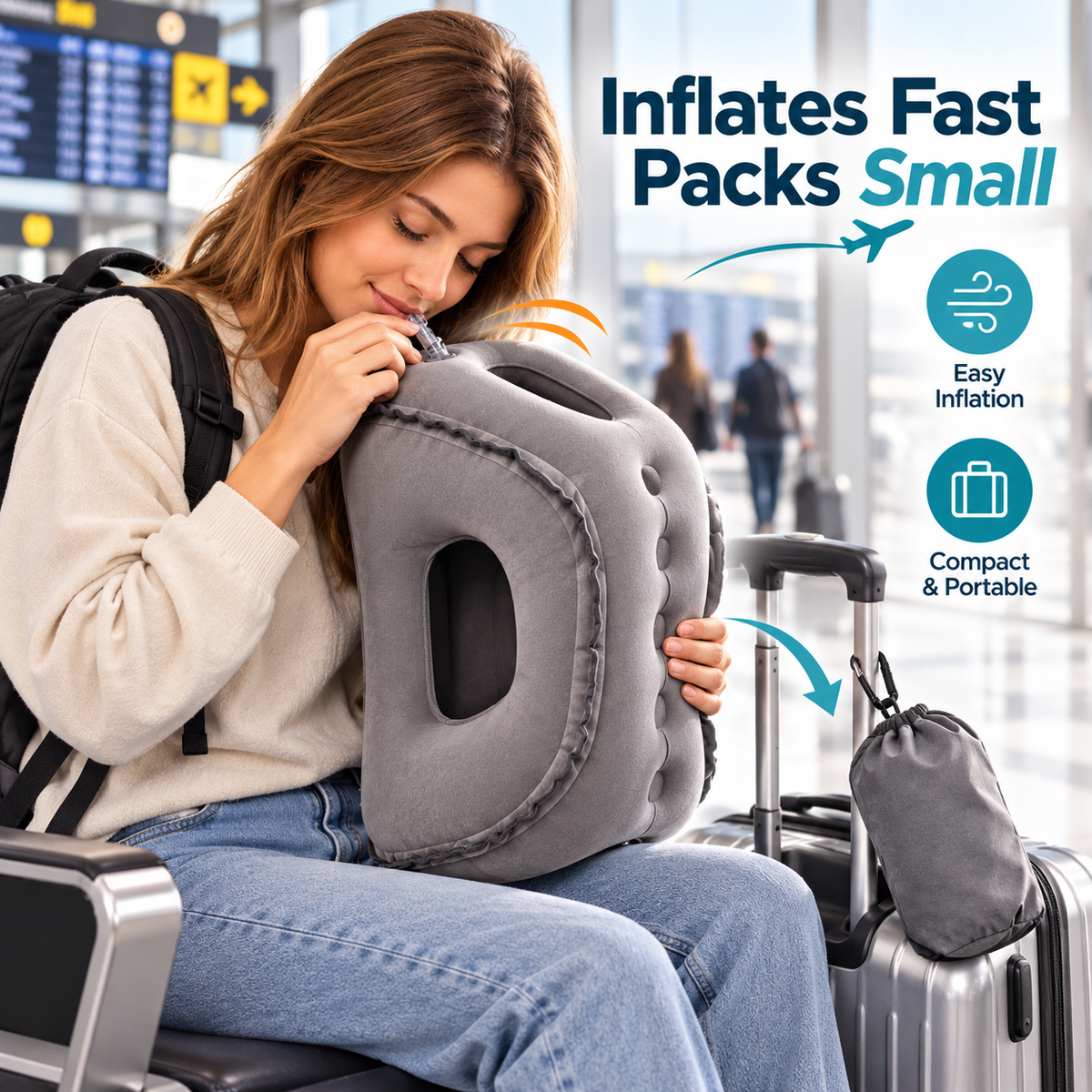 ✈️ Inflatable Airplane Sleep Pillow – Sleep Better on Every Flight😴