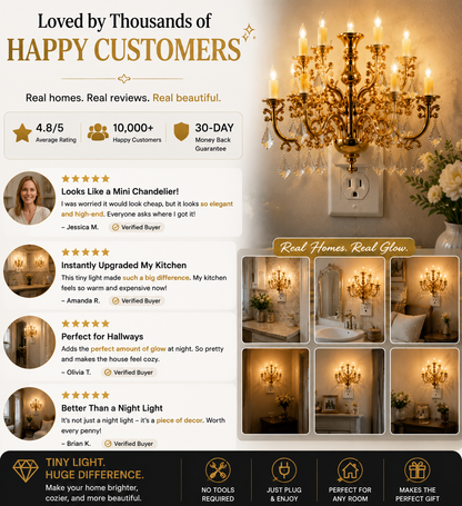 🔥50% off on the last day| 💎 Crystal Chandelier Plug-In Night Light – Instant Luxury Home Decor Outlet Lamp for Kitchen & Bedroom