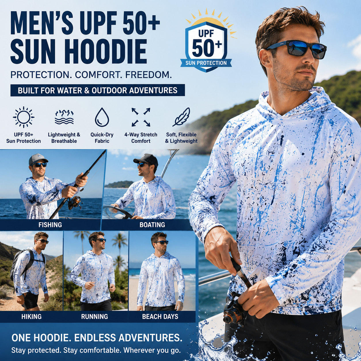 🎁HOT 49% OFF Today  Men’s UPF 50+ Swim & Outdoor Sun Hoodie