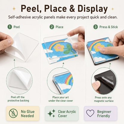 🔥 Hot Sale | 10 Pack 2"x2" Clear Acrylic DIY Fridge Magnets Set with Adhesive Backing