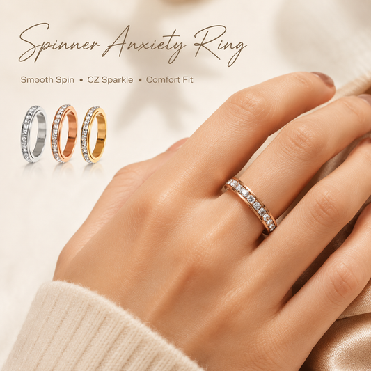 💥New Arrival | September Laurel Anxiety Rings for Women and men Titanium Steel Spinner Fidget Band
