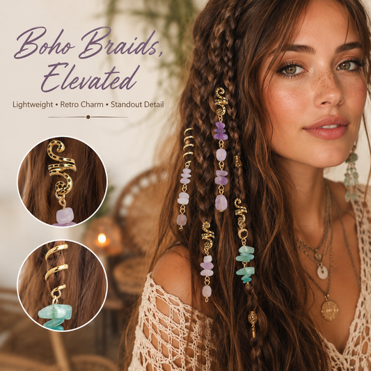 🔥 Hot Sale | Colored Natural Stone Pendant Hair Jewelry for Braids