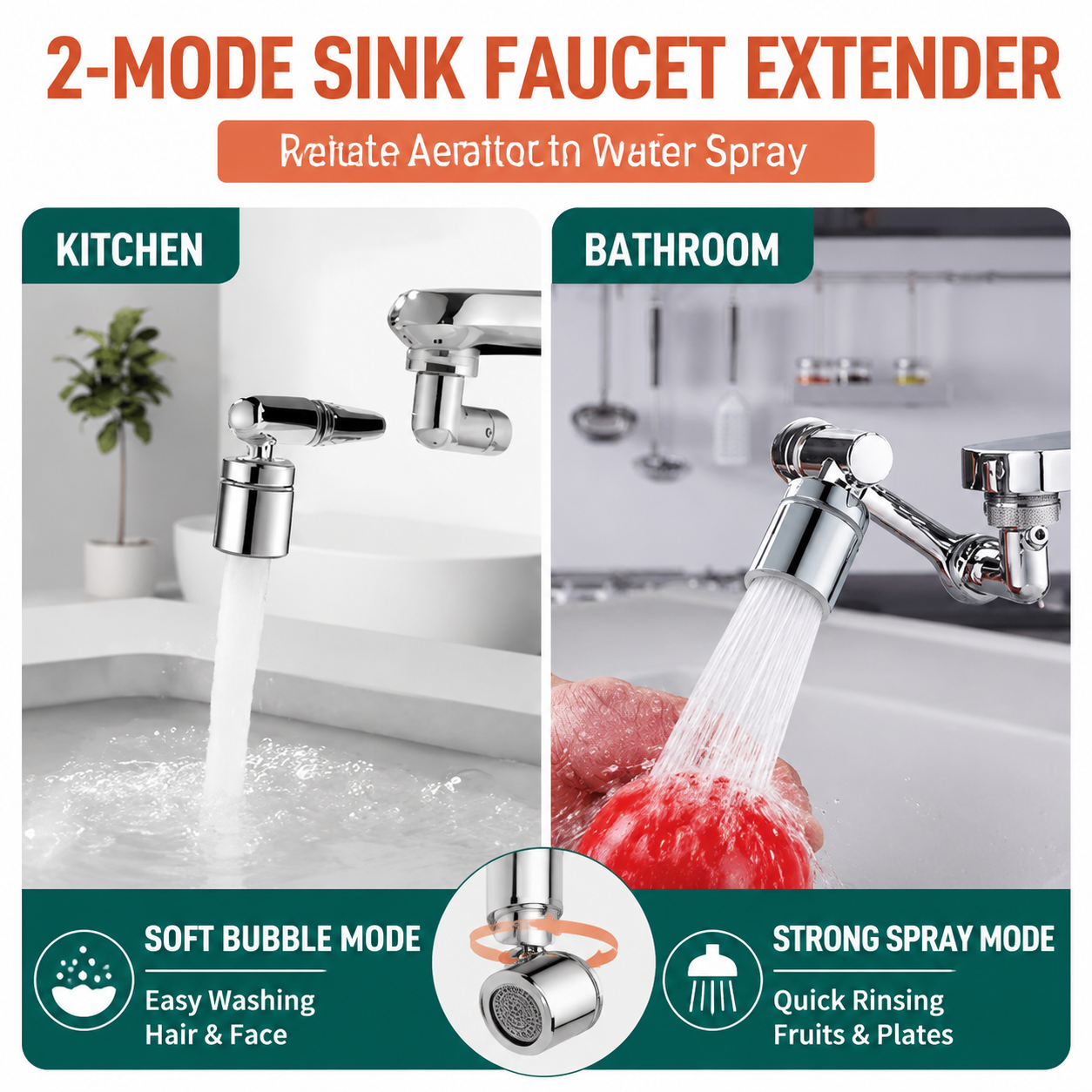 🚰 360° Flexible Faucet Extender – Universal Sink Water Saver Attachment For Kitchen & Bathroom