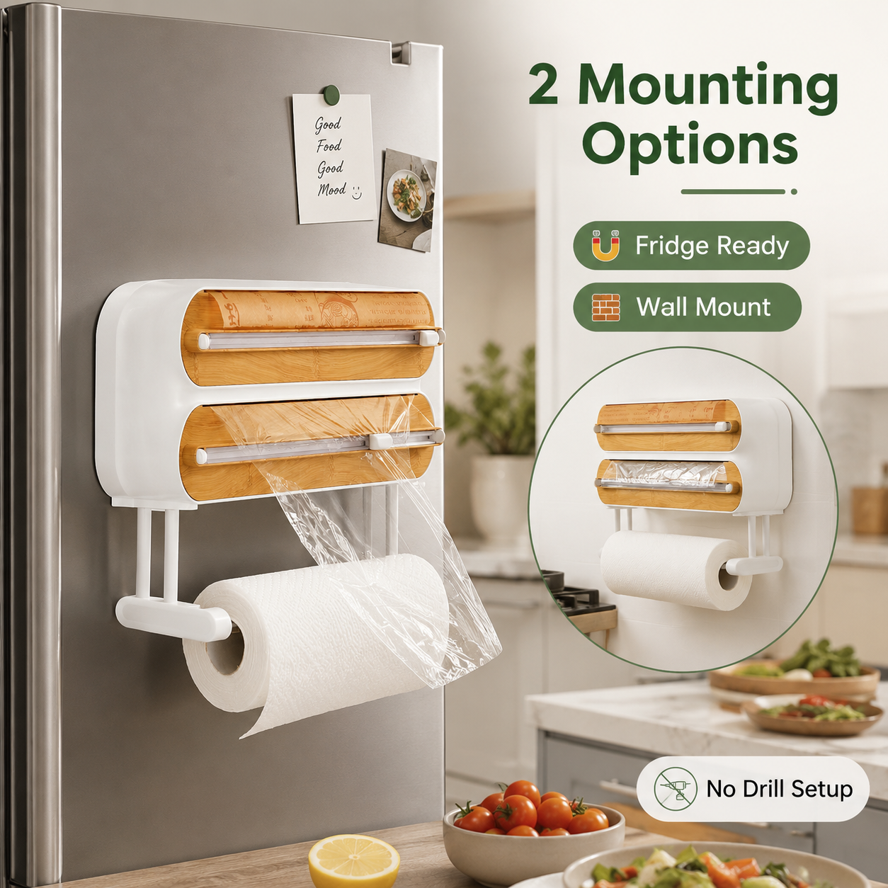 🔥 Hot Sale | Magnetic Plastic Wrap Dispenser with Cutter