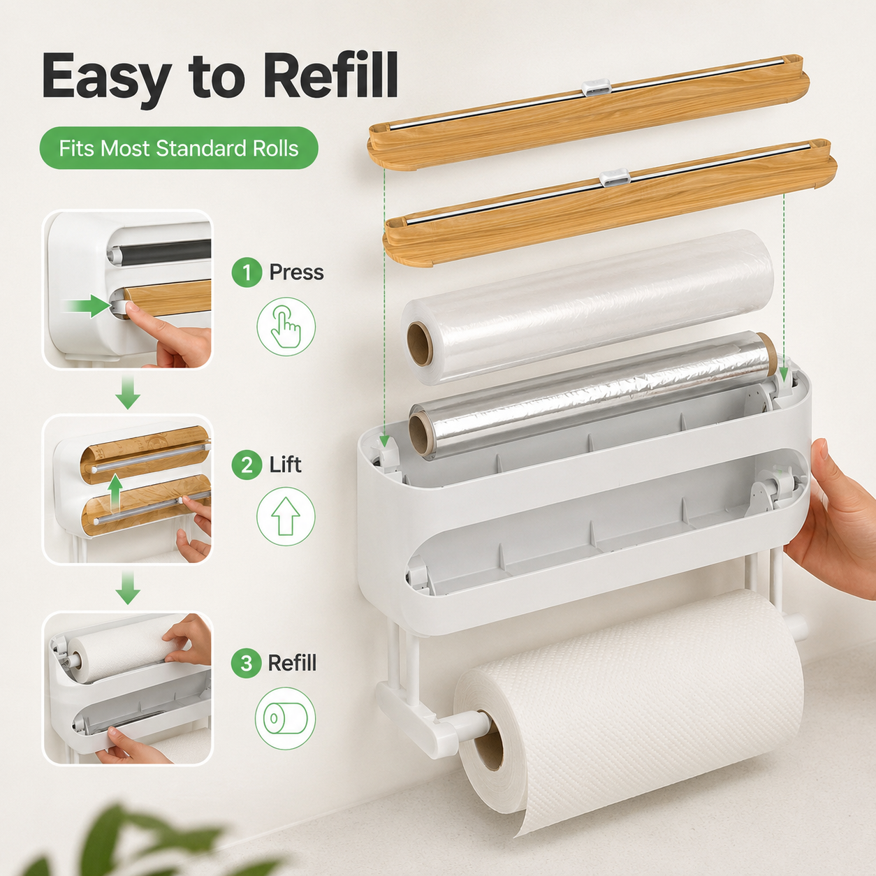🔥 Hot Sale | Magnetic Plastic Wrap Dispenser with Cutter