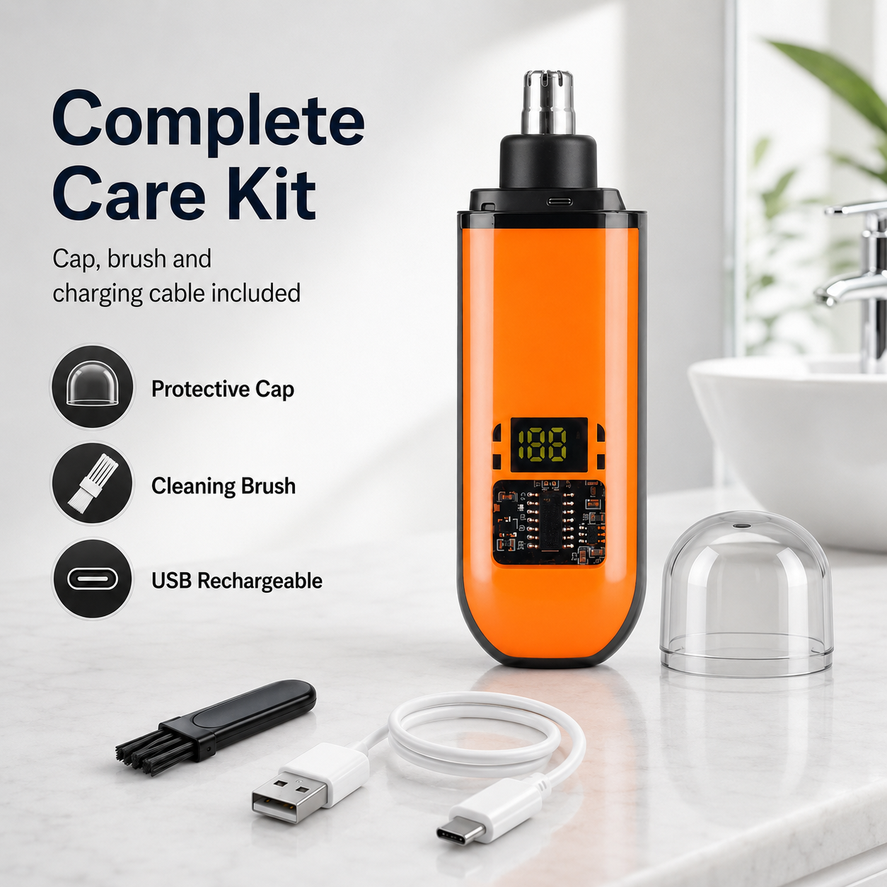 🔥 LAST DAY 49% OFF-🛠️Professional LED Display Nose Hair Trimmer