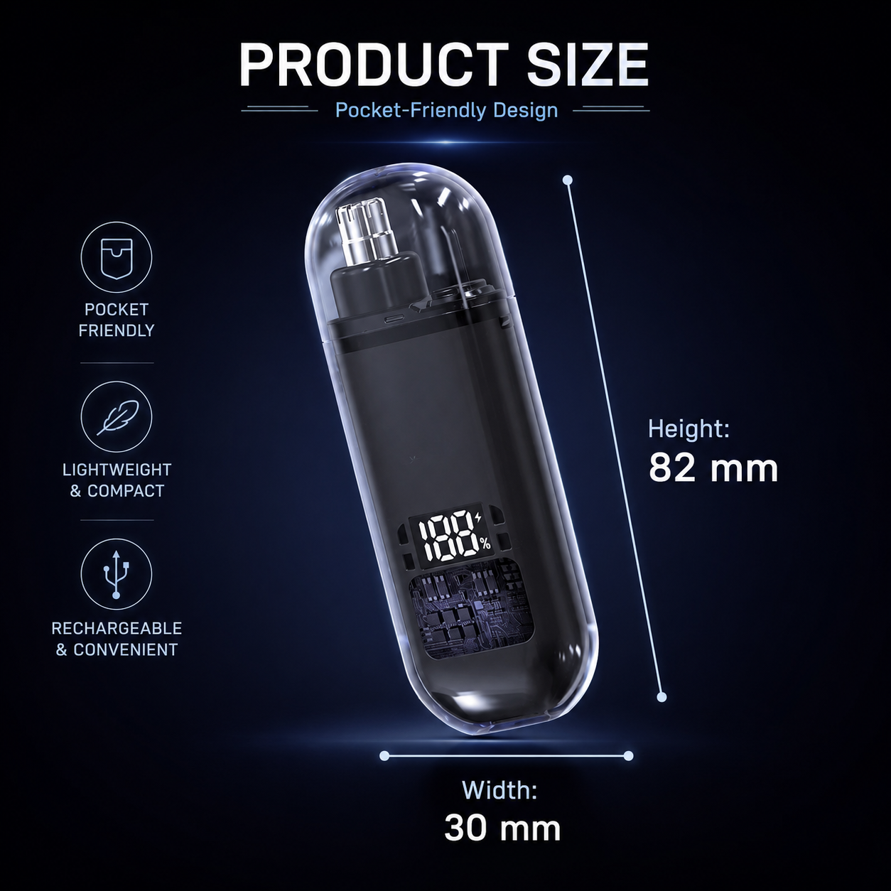🔥 LAST DAY 49% OFF-🛠️Professional LED Display Nose Hair Trimmer
