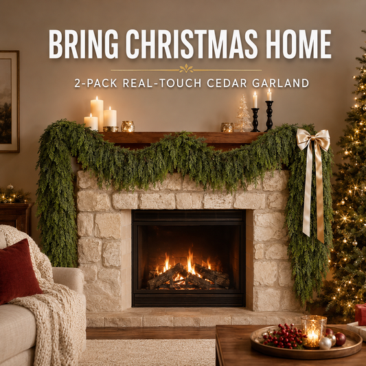 🎄 2-Pack Real-Touch Cedar Garland – Lush Christmas Greenery