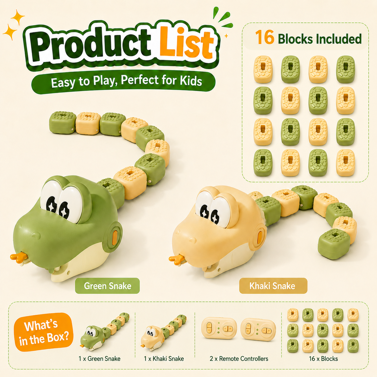 Remote Control Snake Block-Collecting Game