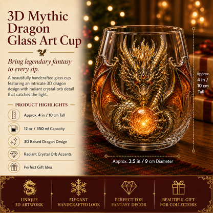 🔥HOT SALE 49% OFF🐉 3D Mythic Dragon Glass Art Cup | Luxury Raised Fantasy Glassware for Whiskey✨
