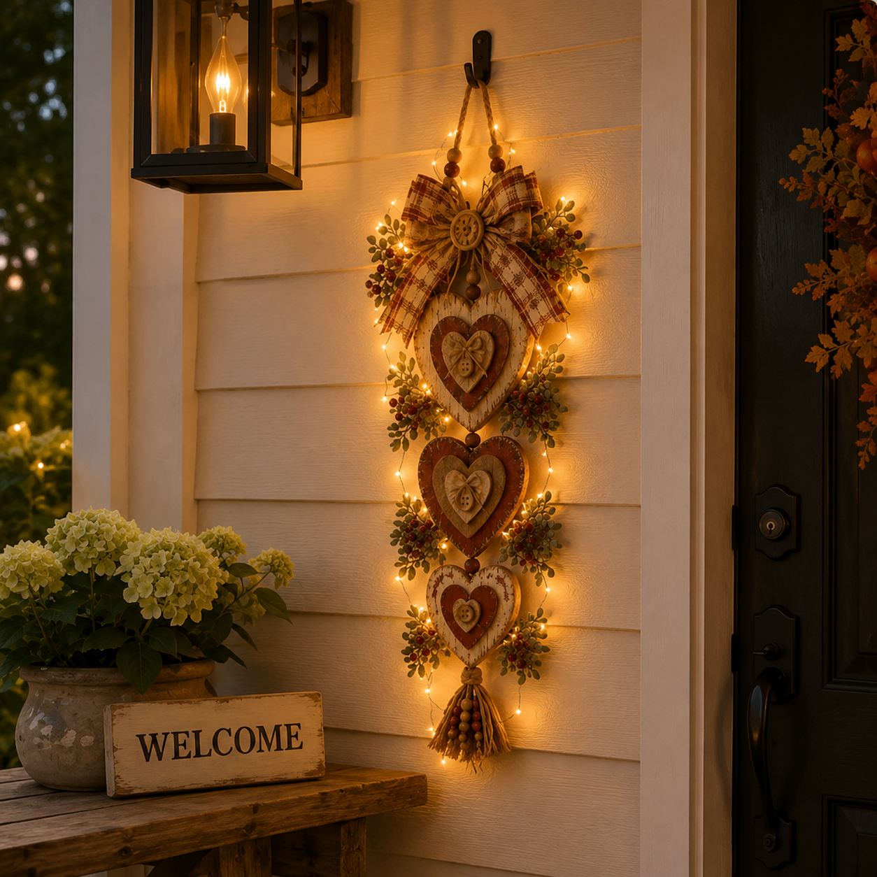 🍂🤎Vintage Farmhouse Layered Heart Wall Hanging
