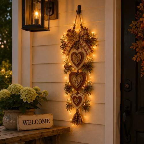 🍂🤎Vintage Farmhouse Layered Heart Wall Hanging