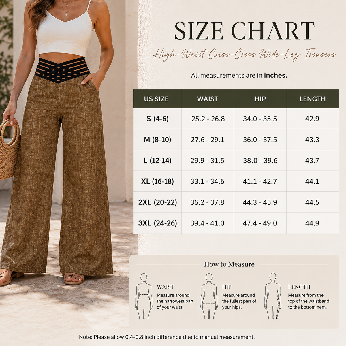 High Waist Criss Cross Wide Leg Trousers