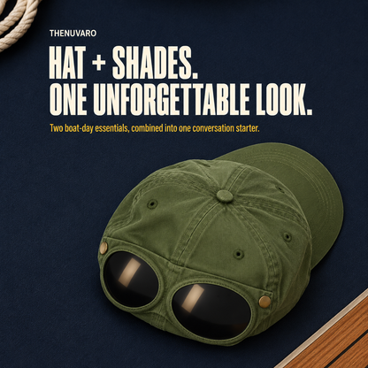 ✈️ Pilot-Inspired Baseball Cap🧢 Novelty Boater Hat with Built-In Shades – The Funniest Gift for Fishing & Boat Lovers