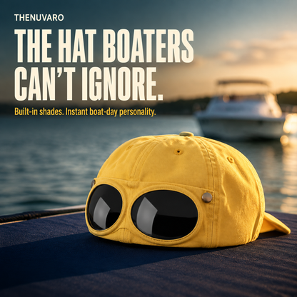 ✈️ Pilot-Inspired Baseball Cap🧢 Novelty Boater Hat with Built-In Shades – The Funniest Gift for Fishing & Boat Lovers