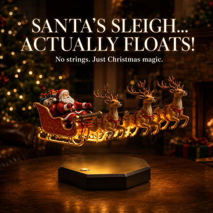 🎅 Floating Santa Sleigh with 4 Reindeer – Magnetic Levitation Christmas Display