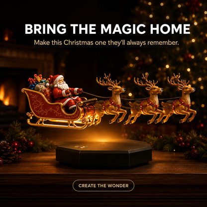 🎅 Floating Santa Sleigh with 4 Reindeer – Magnetic Levitation Christmas Display