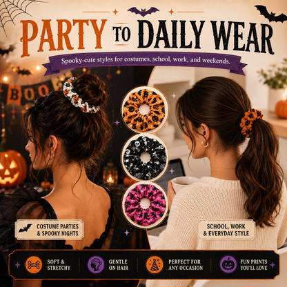 🎃 Hand-Illustrated Halloween Scrunchie Collection