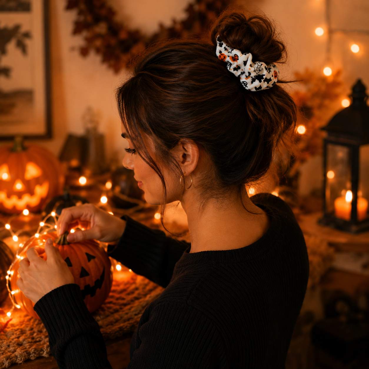 🎃 Hand-Illustrated Halloween Scrunchie Collection