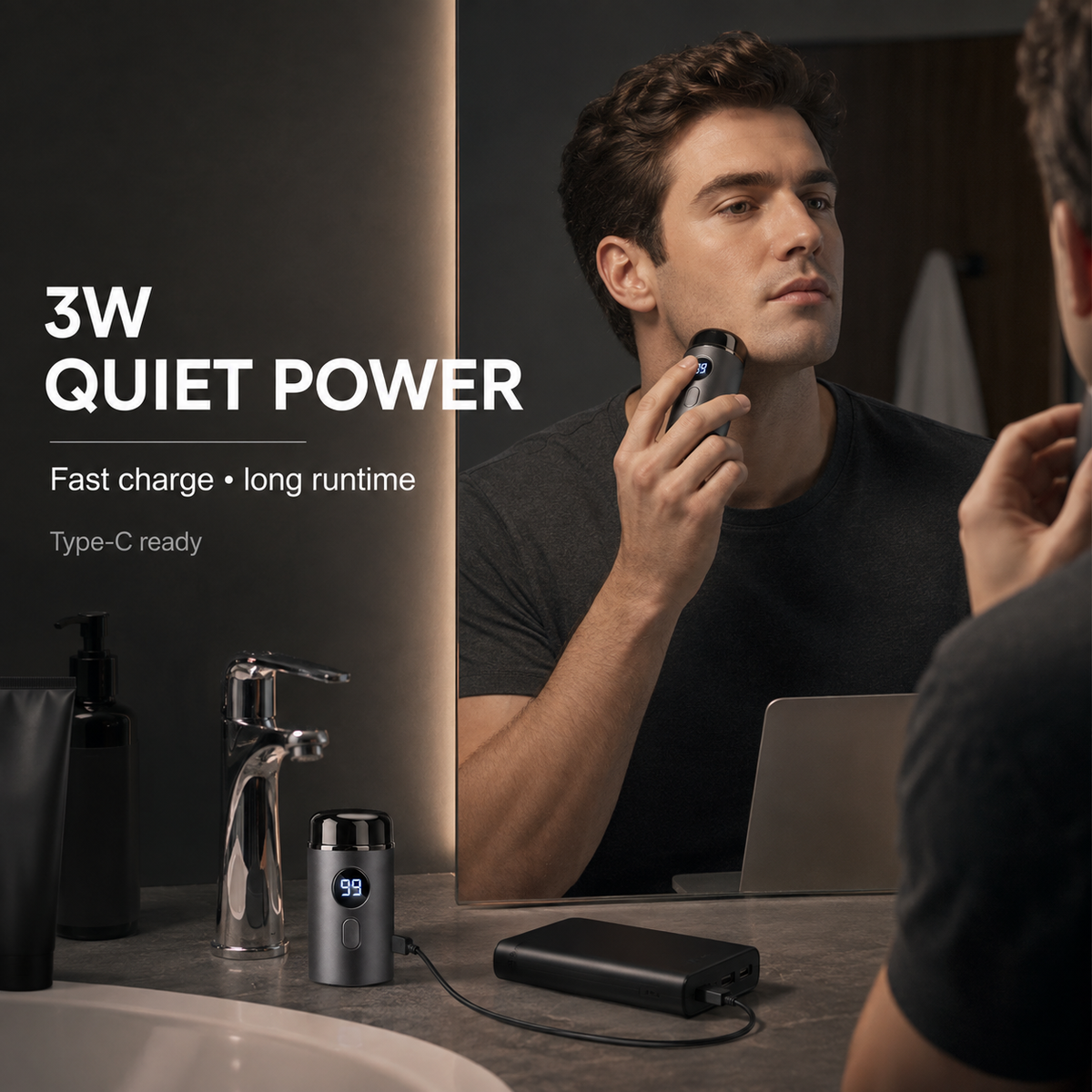 Electric Shaver with LED Display & USB-C Charging