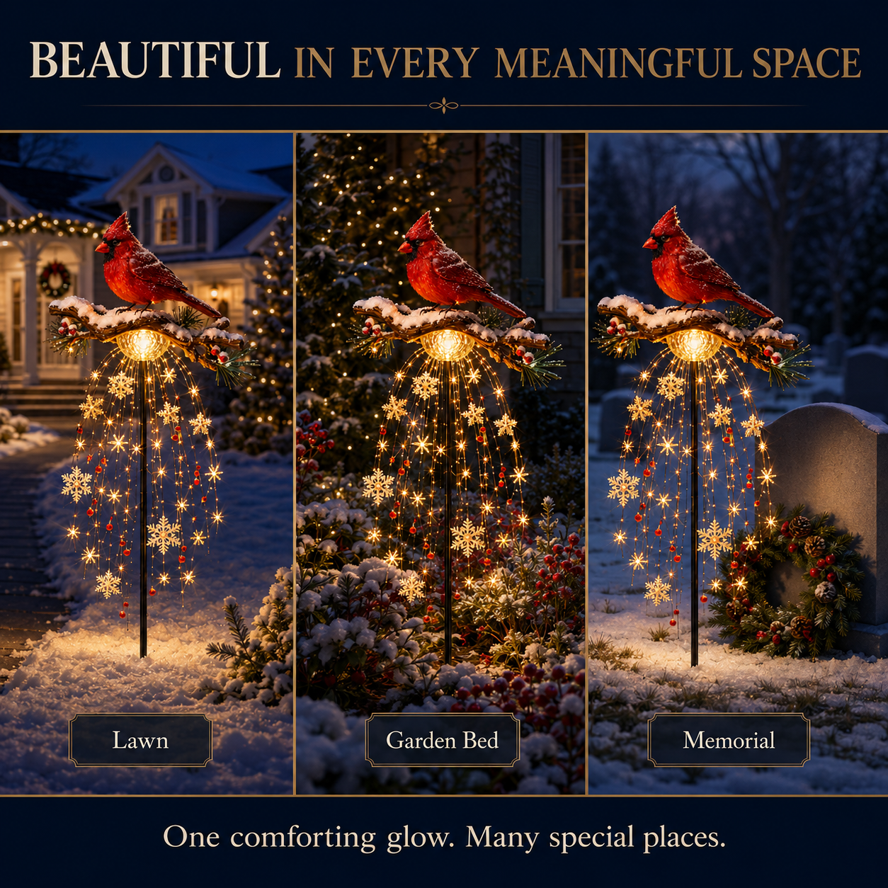 ❤️ Cardinal Memory Fountain – Lighted Christmas Remembrance Garden Decor