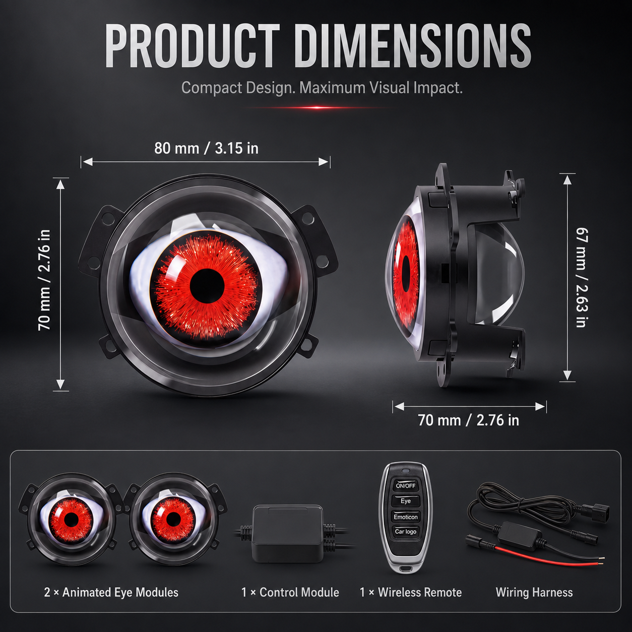 🔥 Limited Time 50% OFF😈ED Headlights with Animated Evil Eyes