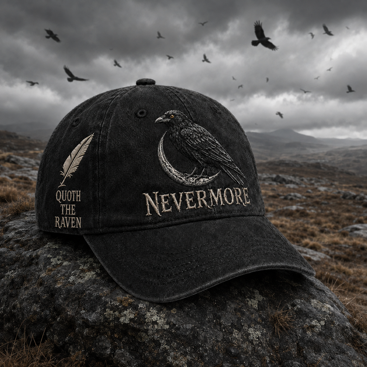 ⬛🐦Nevermore Raven Vintage Cap | Gothic Bird Lover Hat