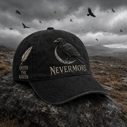 ⬛🐦Nevermore Raven Vintage Cap | Gothic Bird Lover Hat