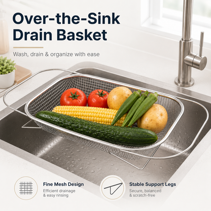 💦 Expandable Over-the-Sink Strainer Basket