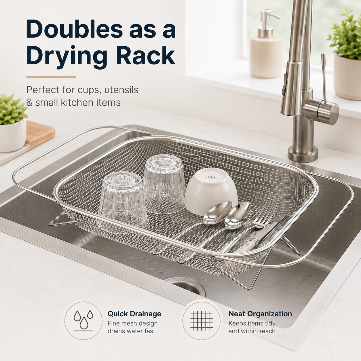 💦 Expandable Over-the-Sink Strainer Basket