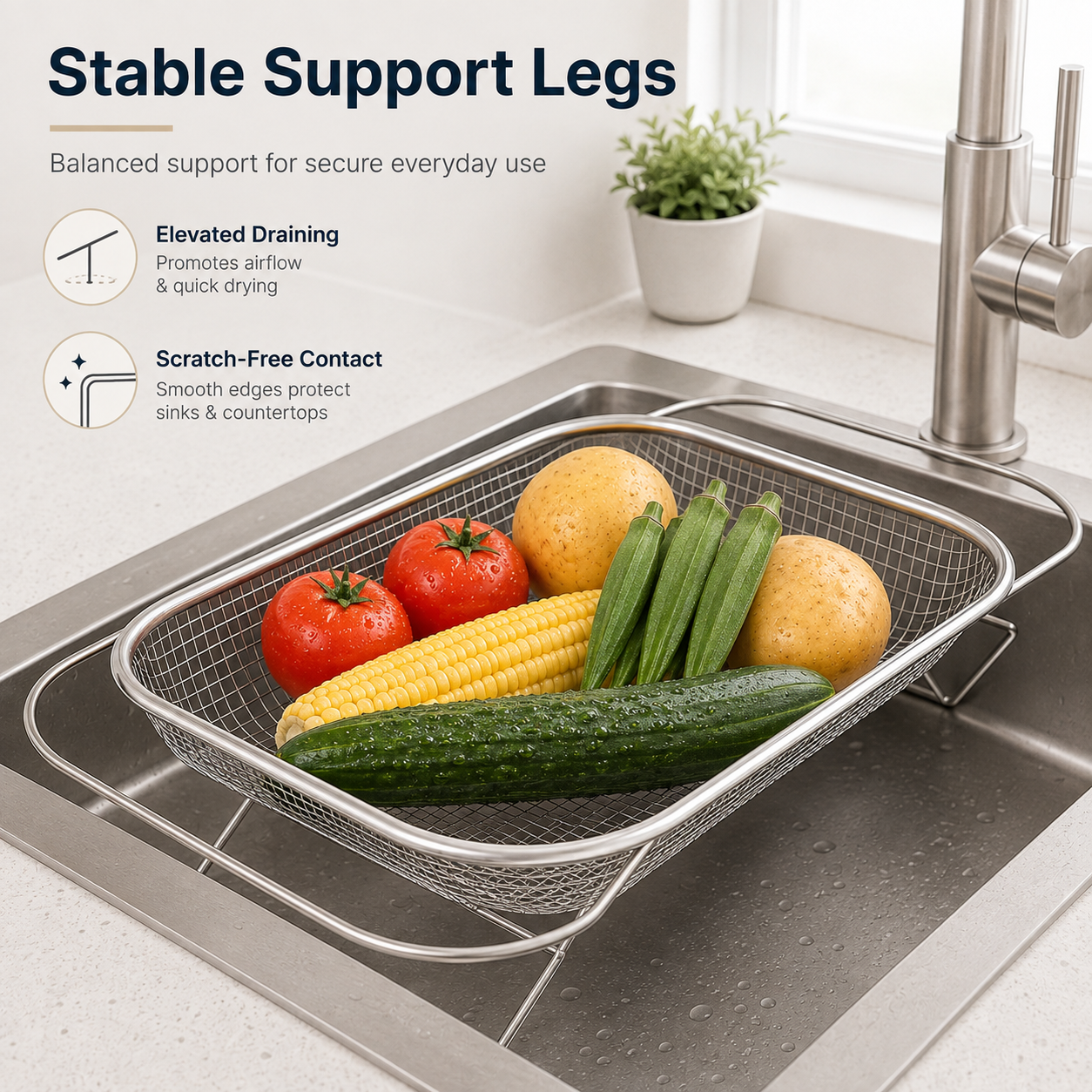 💦 Expandable Over-the-Sink Strainer Basket