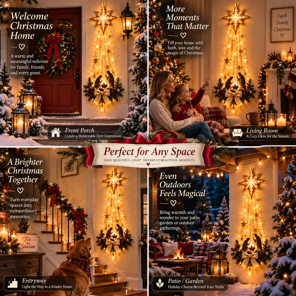 ✨Last Day 49% OFF✨ ✝️ Bethlehem Star of Faith – Lighted Nativity Wall Decor