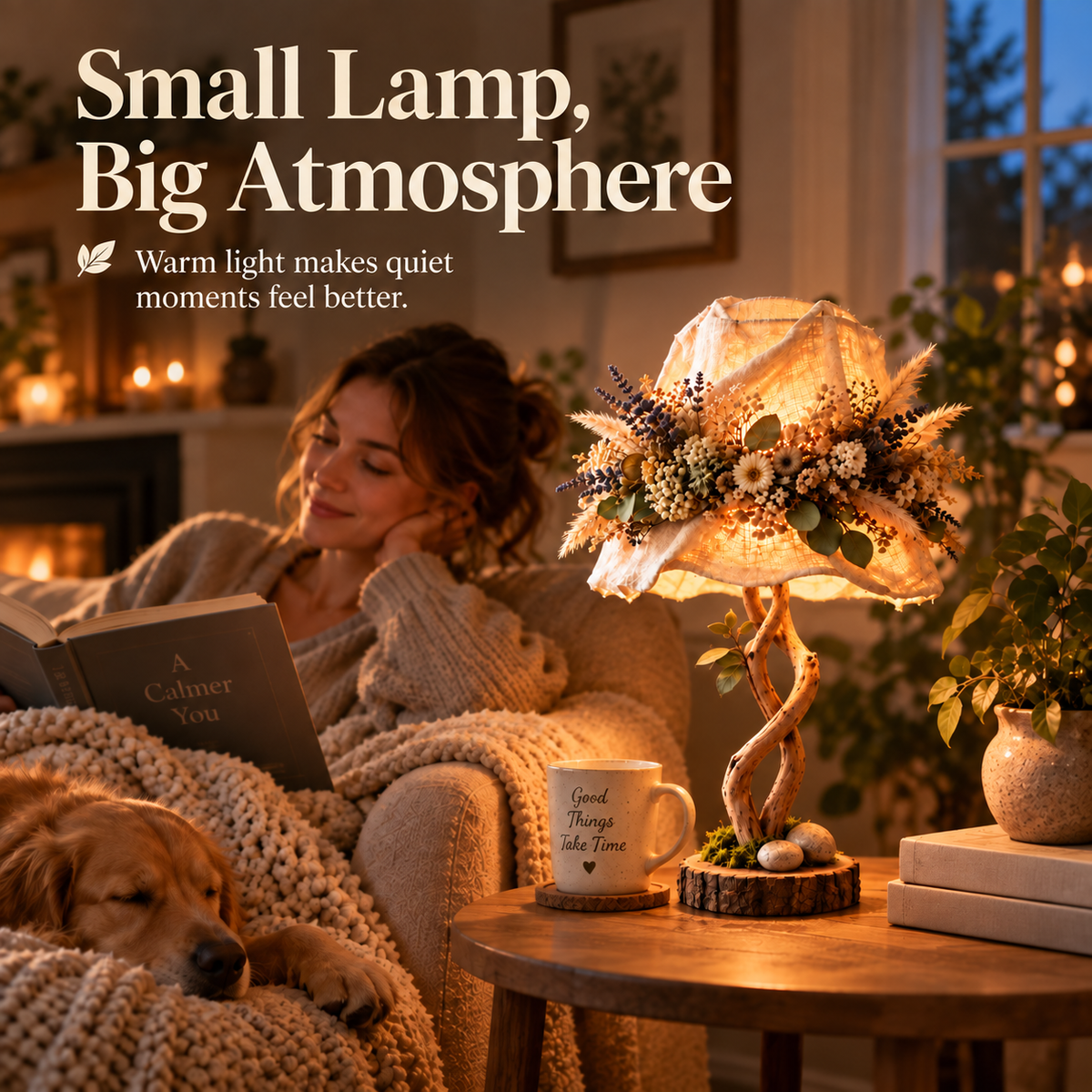 🌿 Botanical Woodland Table Lamp✨ Warm Glow & Nature-Inspired Decor