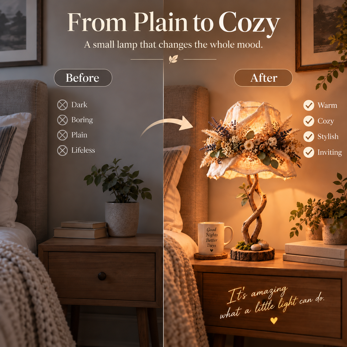 🌿 Botanical Woodland Table Lamp✨ Warm Glow & Nature-Inspired Decor
