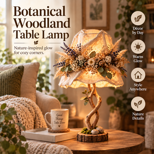 🌿 Botanical Woodland Table Lamp✨ Warm Glow & Nature-Inspired Decor