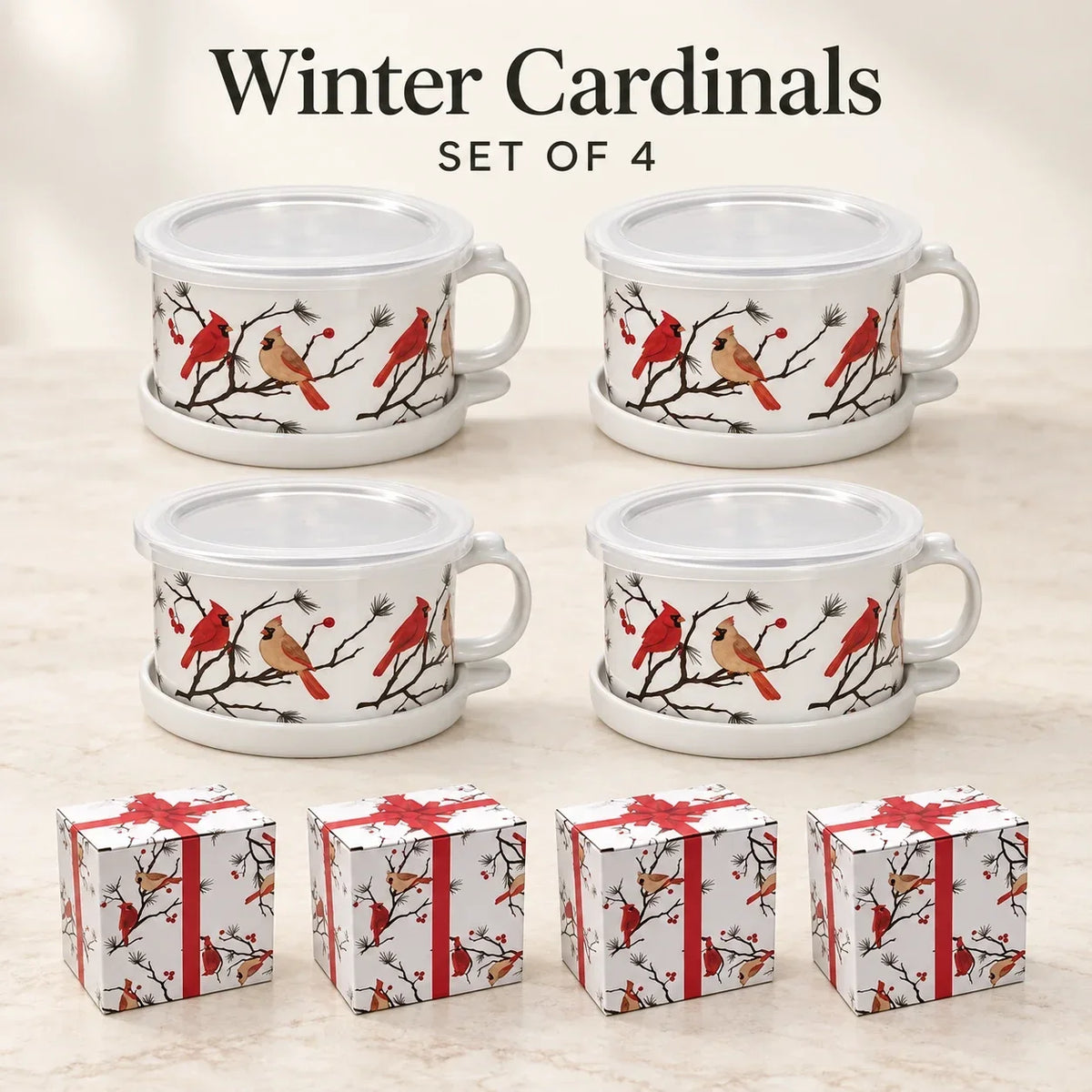 Christmas Gingerbread Mug Gift Set with Lid & Saucer